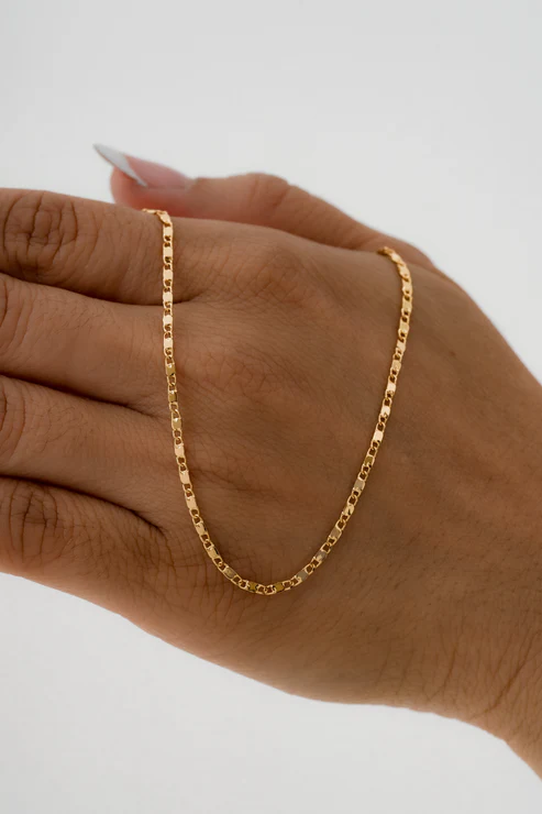 Cadena Plana  45 Cms Oro laminado 18 k